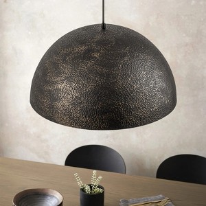 Rennnsan Therryn 19" W 1 - Light Gold Foiled Textured Black Modern Dimmable Oversize Flush Mount - 1 of 4
