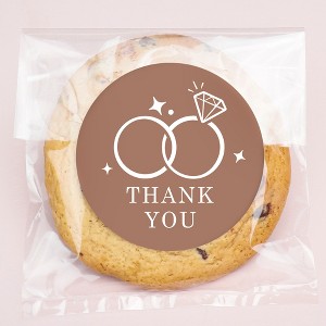 Big Dot of Happiness Mocha Brown Wedding Thank You Stickers and Clear Cookie Bags, Cellophane Treat Bags 4.25x7 IN for Candy or Baked Goods - 25 Count - 1 of 4