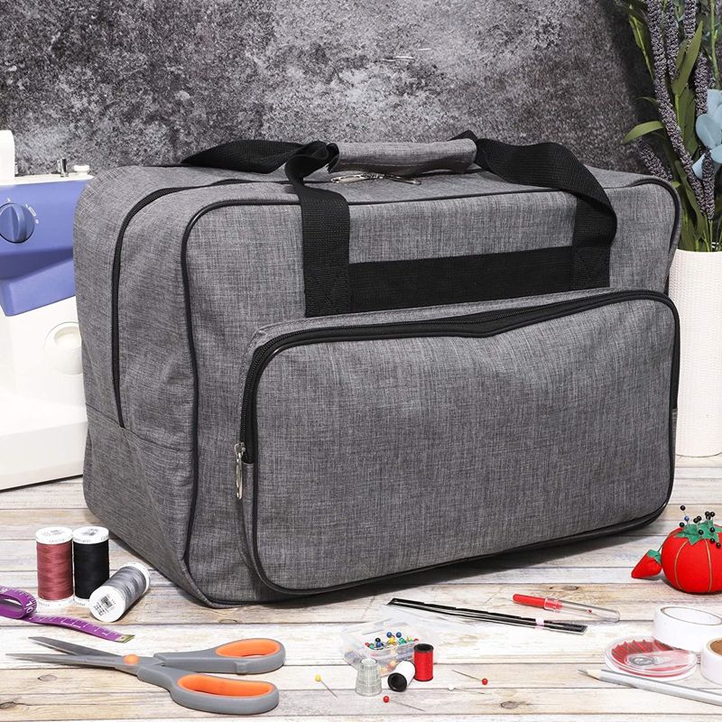 Bright Creations Carrying Case for Sewing Machine, Portable Universal Travel Bag, Gray, 18 x 10 x 12 in, 2 of 10