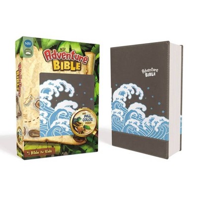 Niv, Adventure Bible, Leathersoft, Gray, Full Color Interior - by  Zondervan (Leather Bound)