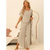 cheibear Women's Casual Short Sleeve Loose Fit Sleepshirt with Long Pants 2-Piece Loungewear Sets - 3 of 4