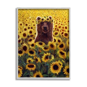 Stupell Industries Happy Bear Sunflower Field Framed Giclee Art - 1 of 4