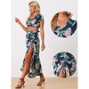 Allegra K Women's Tropical 2-Piece Wrap Crop Top and Hawaiian Ruched Front Maxi Skirt Set - 2 of 4