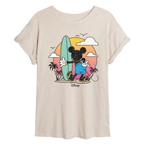 Women's - Disney - Mickey Surf Retro Oversized Graphic T-Shirt - 1 of 4