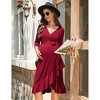 Women's Maternity Summer Bodycon Short Sleeve Mini Dress and Ruffle V-Neck 3/4 Sleeve Midi Dress - 4 of 4