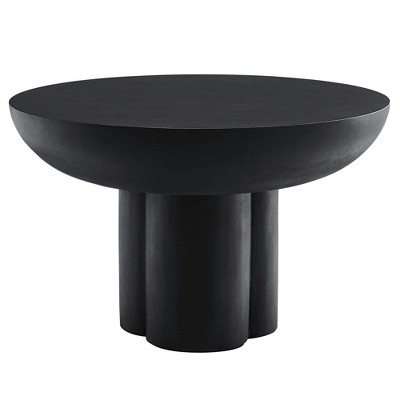 Modway Caspian Round Coffee Table - Modern Outdoor Concrete Table with Sculpted Base for Patio or Living Room