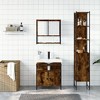 vidaXL 3-Piece Smoked Oak Bathroom Furniture Set – Engineered Wood Cabinets and Wall-Mounted Mirror, Powder-Coated Steel Accents, Moisture Resistant - 3 of 4