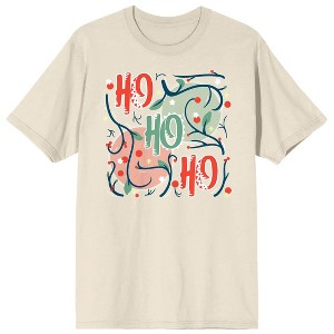 Christmas Card Ho Ho Ho Crew neck Short Sleeve Natural Adult T-shirt - 1 of 3
