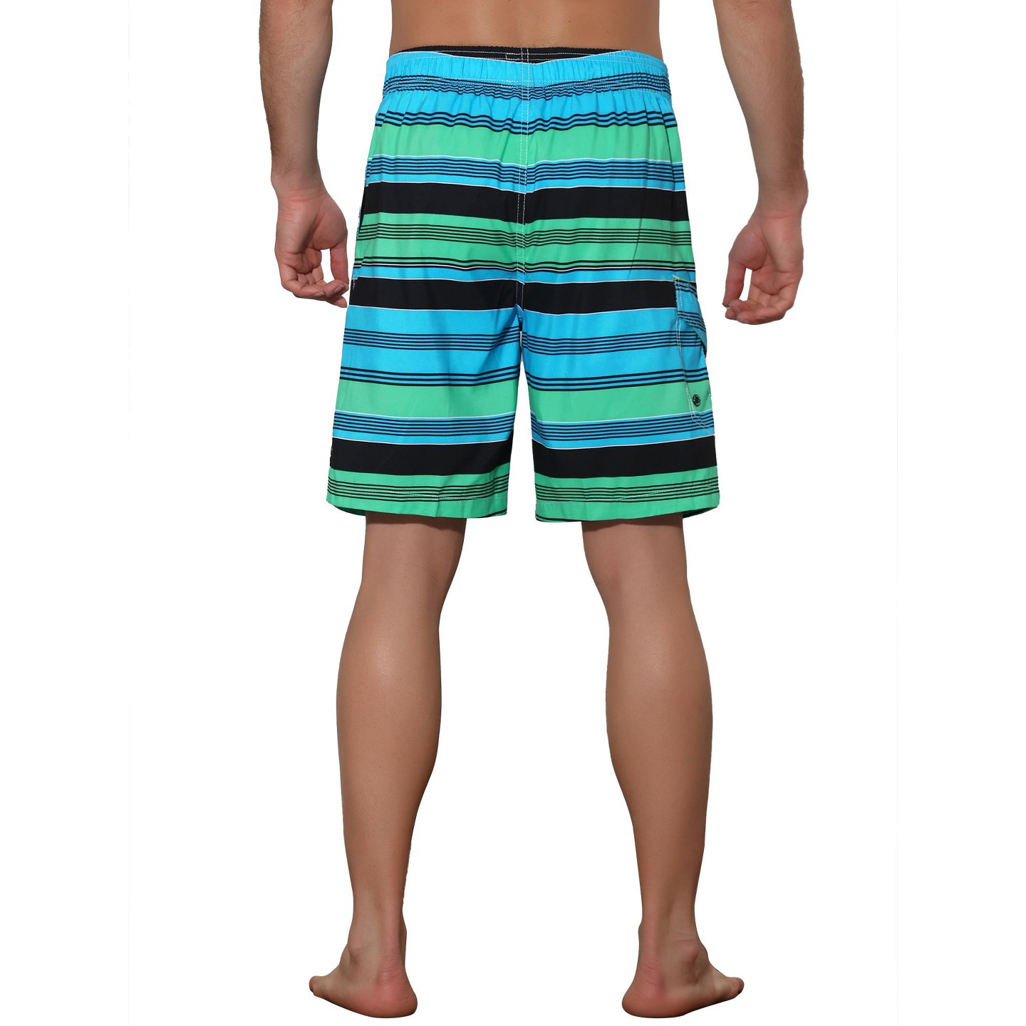 Мужские шорты Lars Amadeus Drawstring Stripes Color Block Beach Board Shorts 2 Packs Green 30, цвет: Зелёный — фото 3