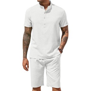 COOFANDY Heren zomershirts met korte mouwen, katoenen shirt, casual strandshirt, vakantieshirt met zak, roze, S