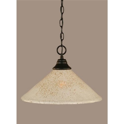 Toltec Lighting Any 1 - Light Pendant in  Matte Black with 12" Gold Ice Shade