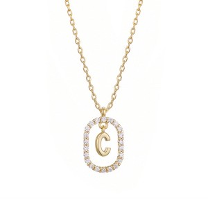 Adornia 14k Gold Plated Floating Letter CZ Frame Necklace - 1 of 2