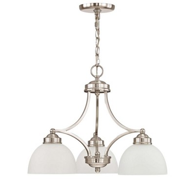 Somerset Mini 3-Light Chandelier in Brushed Nickel with Satin Glass
