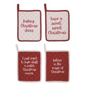Transpac Fabric Christmas Humor Pot Holder Set of 4 Christmas Home Decorations - 1 of 1