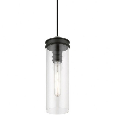 DeVoe Black and Brushed Nickel Mini Pendant with Clear Glass