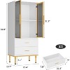 Fluted Storage Cabinet with Glass Door and 2 Drawers, Modern Display Storage Cabinet, Kitchen Pantry with Adjustable Shelves - 2 of 4