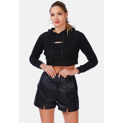 All Relaxed Front Slit Cropped Hoodie