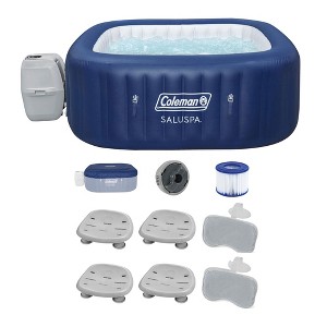 Bestway Coleman Hawaii AirJet Inflatable Hot Tub with EnergySense Cover, Blue + Bestway SaluSpa Spa Seat (4 Pack) + Bestway SaluSpa Pillows (2 Pack) - 1 of 4