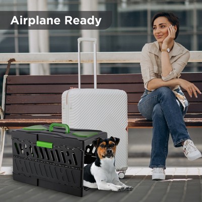 Green and Gray Collapsible Lightweight Pet Crate with Vents