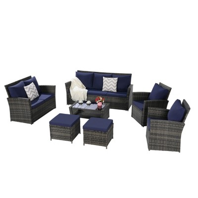 Spacious 7-Piece Outdoor Set: PE Wicker 9-Seater + Durable Frame – Ideal for Pool Parties