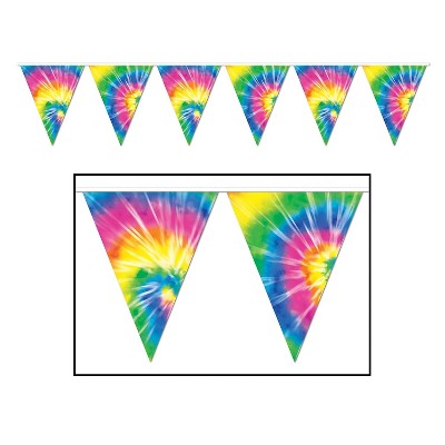 Beistle Tie-Dyed Pennant Banner 10" x 12' 4/Pack 57740