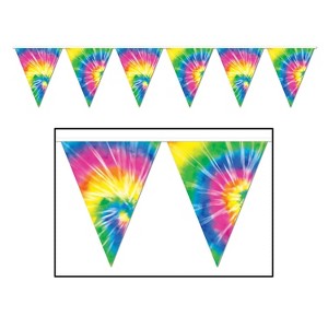 Beistle Tie-Dyed Pennant Banner 10" x 12' 4/Pack 57740 - 1 of 1