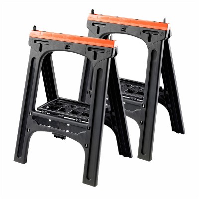 TOOD SH020 Portable 441 Pound Capacity Folding Work Bench Saw Horse for Home Improvement, DIY, Industrial,  Woodworking, and Metalworking, Set of 2