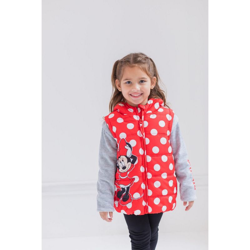 Disney Minnie Mouse Girls Zip Up Vest 2fer Jacket Toddler to Little Kid, 2 of 7