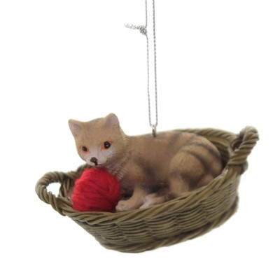 Ganz 2.5 Inch Cat Basket Yarn Kitten Kitten Tree Ornaments