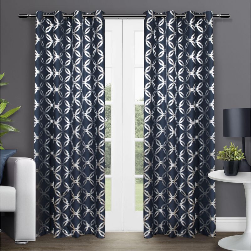 Exclusive Home Modo Metallic Geometric Grommet Top Curtain Panel Pair, 1 of 5