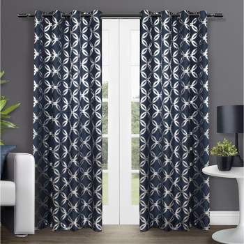 Exclusive Home Modo Metallic Geometric Grommet Top Curtain Panel Pair
