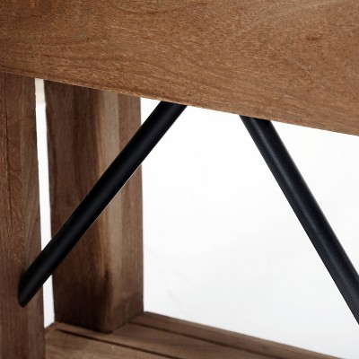 Modern Industrial Zinc & Wood Accent End Table with Shelf