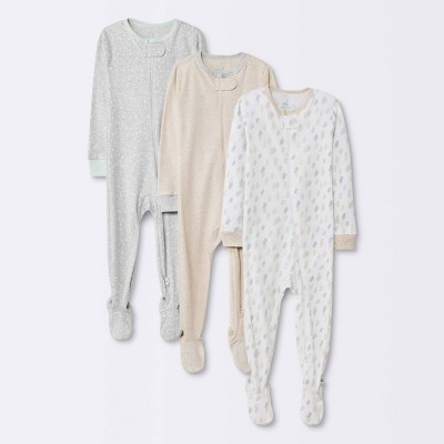 Baby 3pk Basic Zip-Up Tight Fit Dashes Sleep N' Play - Cloud Island™ Beige 12M