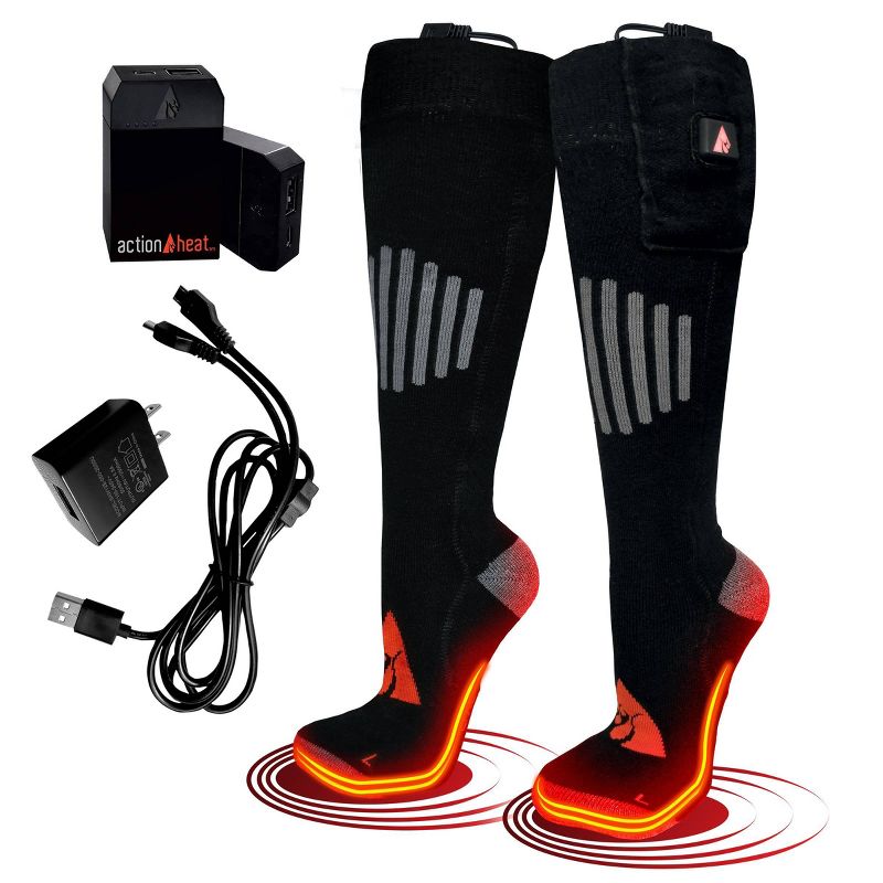 ActionHeat Wool 5V Battery Heated Socks - Black L/XL, 5 of 11