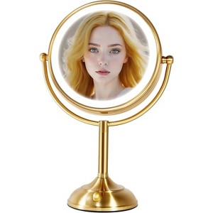8.5" Lighted Makeup Mirror,True HD Magnifying Mirror with 3 Color Dimmable Light - 1 of 4
