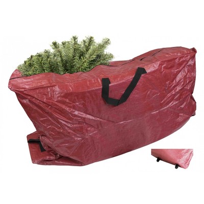 Home Basics Textured PVC  Rolling Christmas Tree Bag, Red