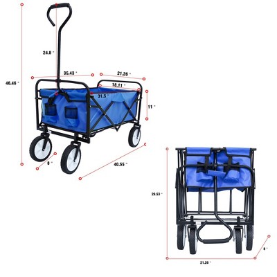 Blue Heavy-Duty Folding Utility Wagon Cart