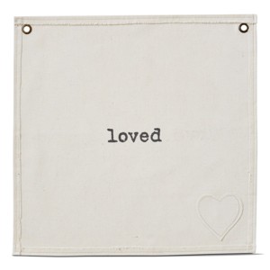 tagltd Loved Wall Art Sign Panel - Everyday Natural Cotton Wall Decor, Easy to Clean, 16" L x 15.5" W x 0.03" H - 1 of 2