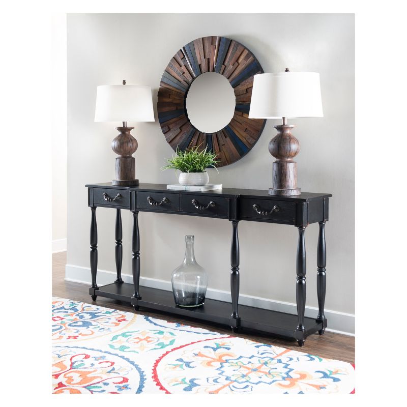 72&#34; Spencer Traditional Wood Console &#38; Buffet Table 4 Drawers Distressed Black - Powell, 5 of 9