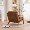 KTMBDW Mid-Century Accent Chair Modern Retro Leisure Chair with Oak Frame Upholstered Single Sofa Armchair for Living Room, Bedroom, Orange - 4 of 4