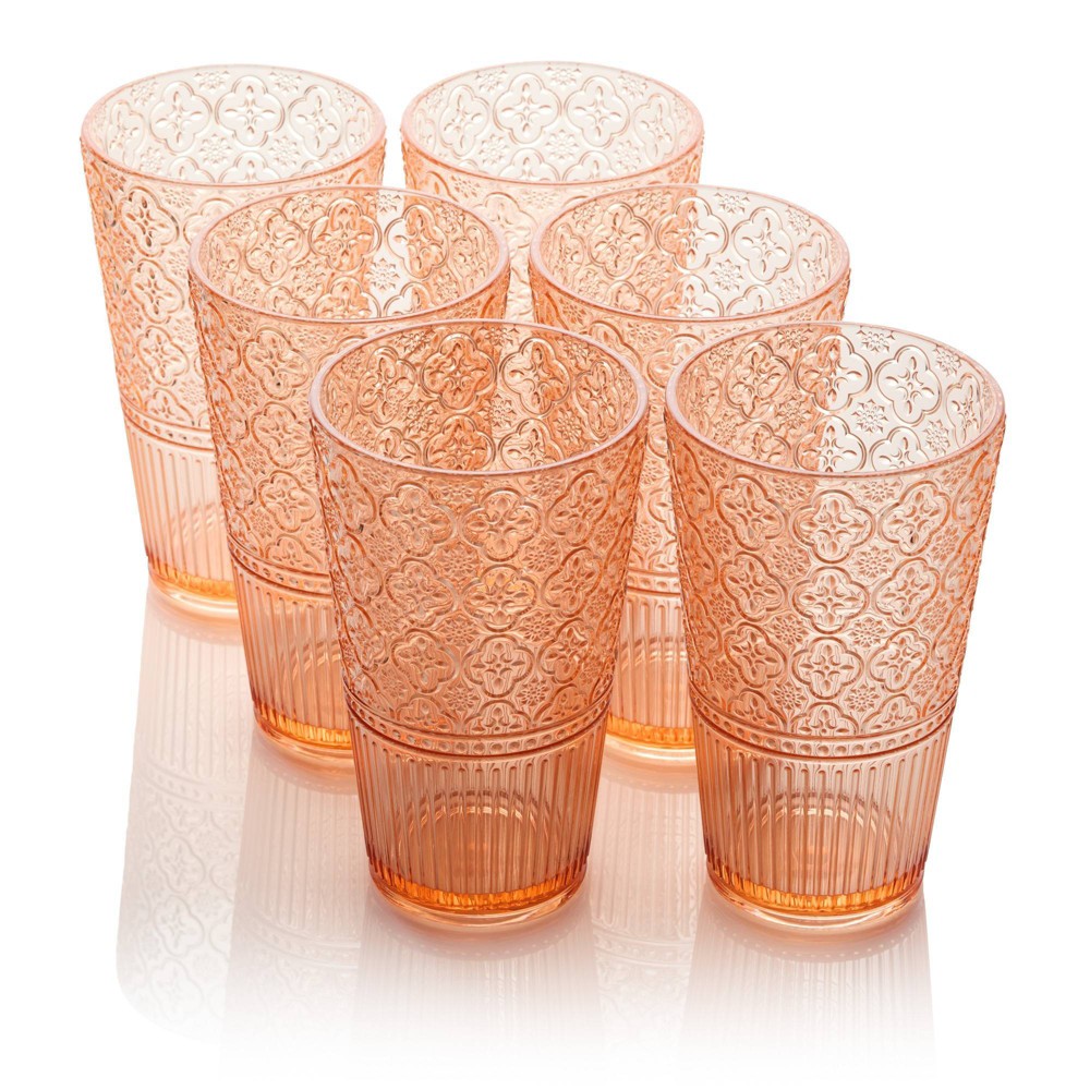 Photos - Glass Certified International  22oz Acrylic Ice Tea Glasses Victoria Blush (Set of 6)