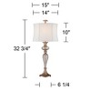 Regency Hill Traditional Table Lamp with USB Charging Port 32.75" Tall Mercury Glass White Drum Shade for Living Room Bedroom House Bedside - 4 of 4