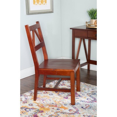 Antique Tobacco Brown Solid Wood Dining Chair