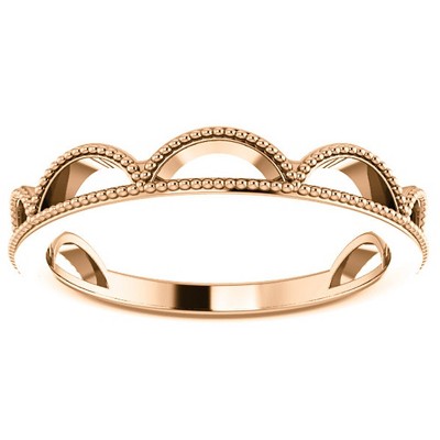 Pompeii3 14k Rose Gold Womens Crown Design 4mm Wedding Band Stackable Ring