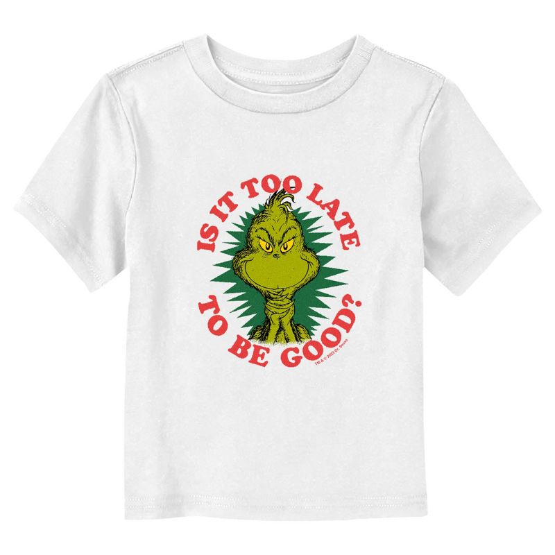 Toddler's Dr. Seuss The Grinch Is It Too Late T-Shirt, 1 of 4