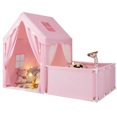 Safstar Kids Play Tent w/Playpen Yard Door Curtains Windows Star Lights for Boys Girls