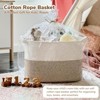 Aoibox Woven Storage Basket Cotton Rope Rectangle 13 x 10 x 9 in with Handles Label for Closet Toys Books Brown White - 2 of 4