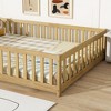 Whisen Twin Bed & Rubber Wood Floor Bed with Fence without Door, Multi - Functional Floor Bed for Kids' Sleep & Play - 4 of 4