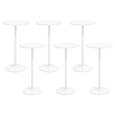 Tangkula Round Bar Table Set of 6 w/Adjustable Height & Metal Base Modern Cocktail Table