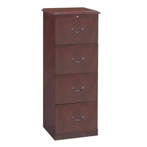 Hayward 4 Drawer Vertical Wood Veneer File Cabinet Cherry Monroe